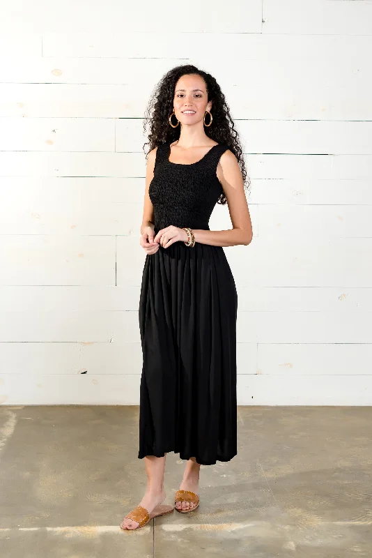 Comfortable yet stylish outfits for women on the go   Basic Smocked Maxi Dress