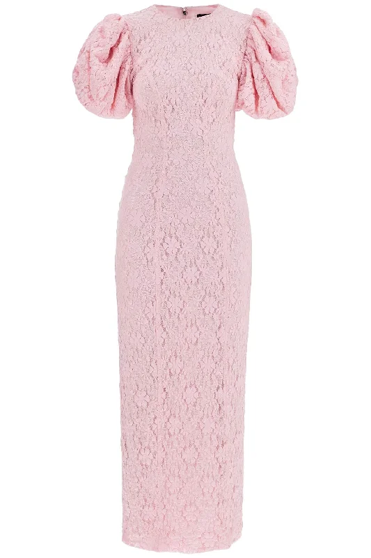 Modern fashion pieces designed for all women   Rotate Women's pink Floral Midi Dress With Puff Sleeves In Mixed Materials