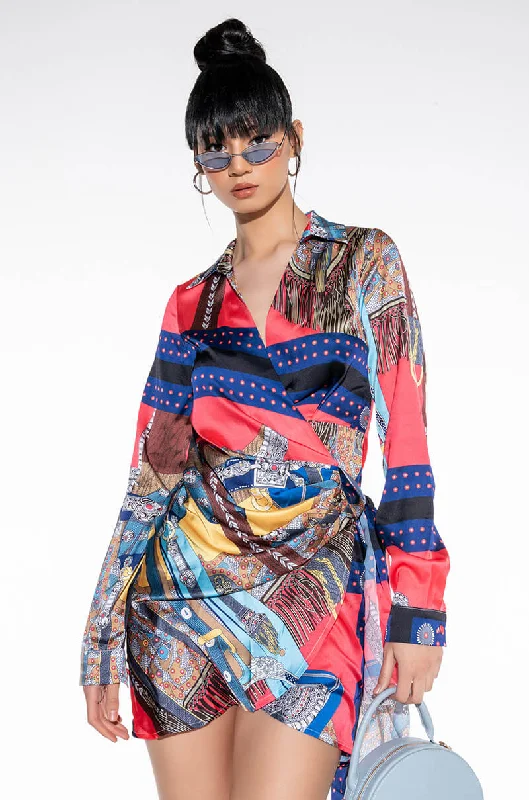 Confidence-boosting clothing for women   PLAY IT RIGHT WRAP MINI DRESS
