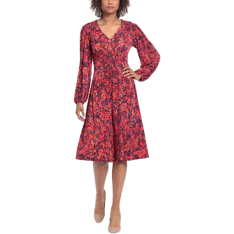 Versatile fashion for every type of woman   Petites Womens Floral Print Polyester Midi Dress