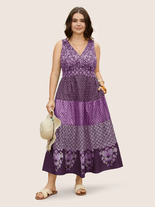 Versatile outfits to transition from day to night Bandana Patchwork Floral Sleeveless Dress Versatile outfits to transition from day to night Bandana Patchwork Floral Sleeveless Dress