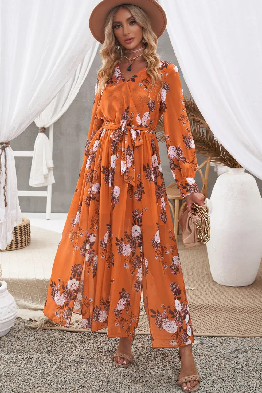 Modern fashion pieces designed for all women   Floral Tie Waist Slit Maxi Dress