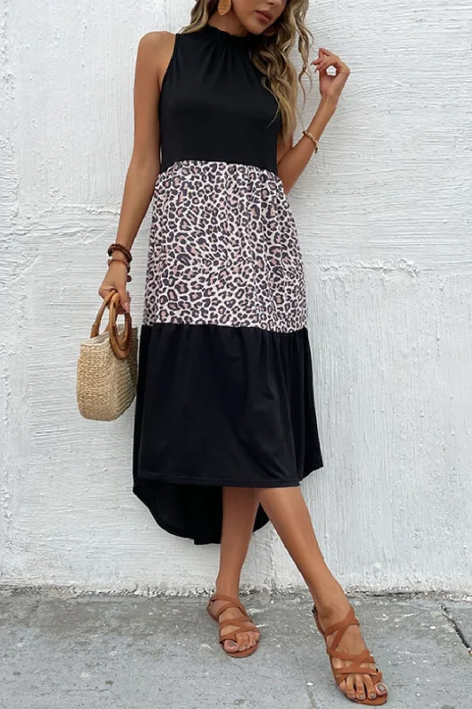 Refresh your closet with chic and comfy styles Leopard Contrast Sleeveless Maxi Dress Refresh your closet with chic and comfy styles Leopard Contrast Sleeveless Maxi Dress