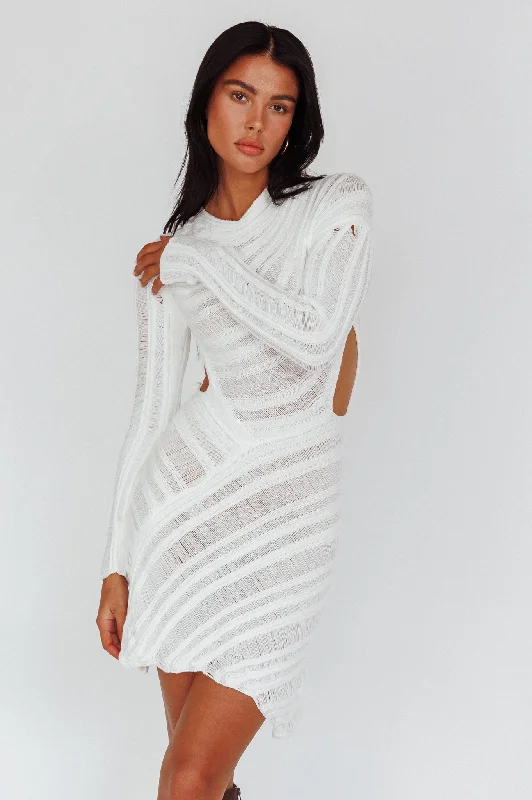 Fashion-forward women’s clothing on a budget   Leyanne Crochet Long Sleeve Cut-Out Mini Dress Ivory