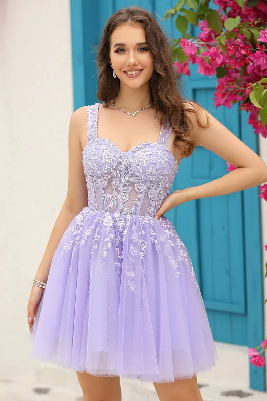 Look and feel your best in our women’s wear   Lilac Corset Straps A-Line Short Homecoming Dress