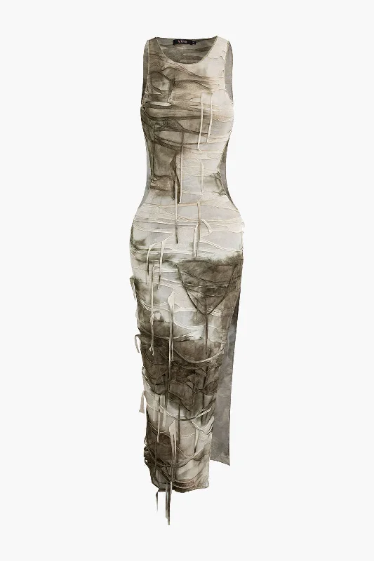 Trendsetting women’s clothing for fashion lovers Tie Dye Distressed Sleeveless Cut Out Slit Maxi Dress Trendsetting women’s clothing for fashion lovers Tie Dye Distressed Sleeveless Cut Out Slit Maxi Dress