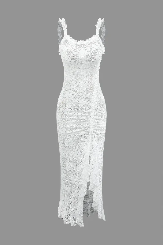 Step up your style with trendy women’s clothing Floral Lace Tie Back Slit Maxi Dress Step up your style with trendy women’s clothing Floral Lace Tie Back Slit Maxi Dress