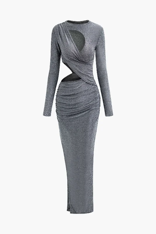 Uncover unique pieces for your perfect wardrobe Lurex Asymmetric Cut Out Long Sleeve Maxi Dress Uncover unique pieces for your perfect wardrobe Lurex Asymmetric Cut Out Long Sleeve Maxi Dress
