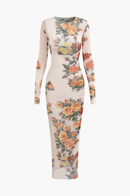 Fashion-forward women’s clothing on a budget Floral Print Mesh Long Sleeve Maxi Dress Fashion-forward women’s clothing on a budget Floral Print Mesh Long Sleeve Maxi Dress