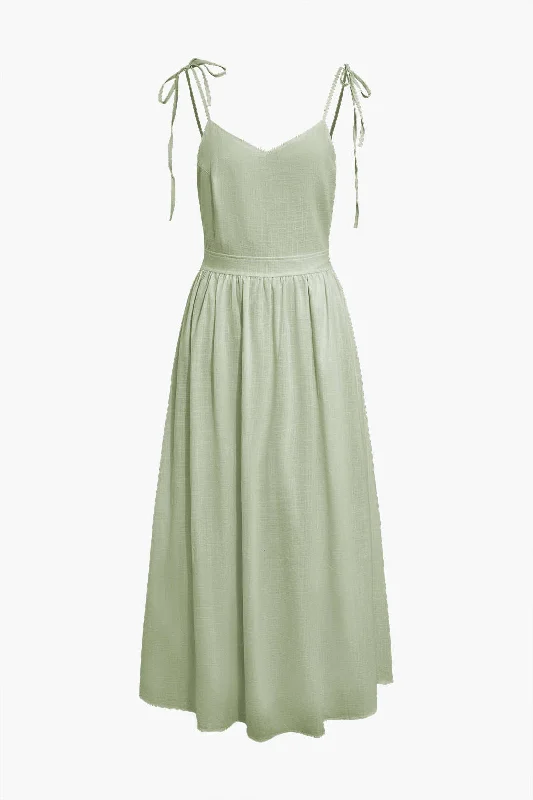 Feminine fashion to express your unique style Tie Strap Backless Pleated Maxi Dress Feminine fashion to express your unique style Tie Strap Backless Pleated Maxi Dress