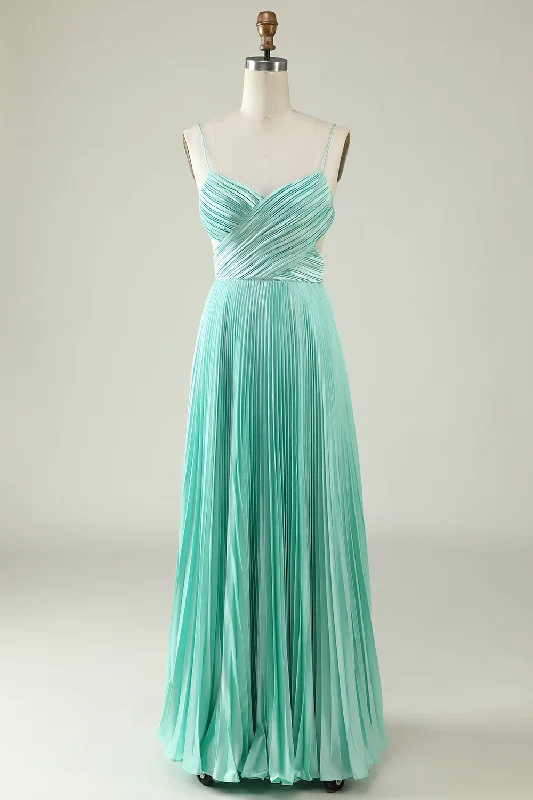 Latest fashion trends for modern women   Mint Green Pleated Long Bridesmaid Dress