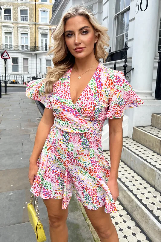 Iconic women’s outfits that never go out of style   Multi Colour Printed Wrap Top Skater Dress