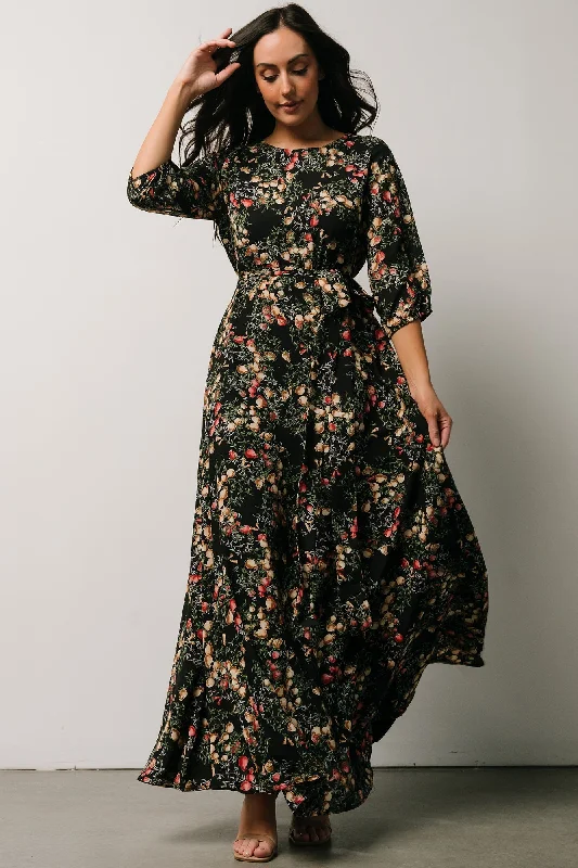 Designer-inspired women’s fashion at affordable prices   Rebecca Maxi Dress | Black Pomegranate Print