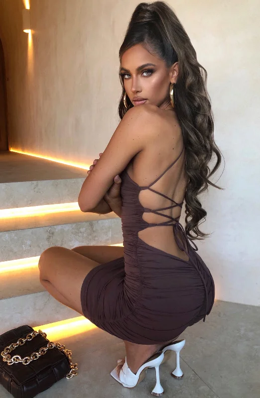 Find your perfect fit with stylish women’s clothing   Sabrina Mini Dress - Chocolate