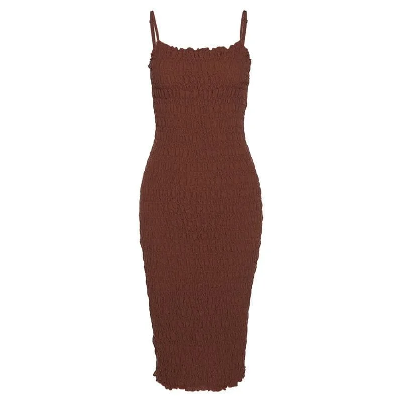 Affordable fashion that looks high-end BerryBetty - Smocked ruffle backless solid cami dress Affordable fashion that looks high-end BerryBetty - Smocked ruffle backless solid cami dress