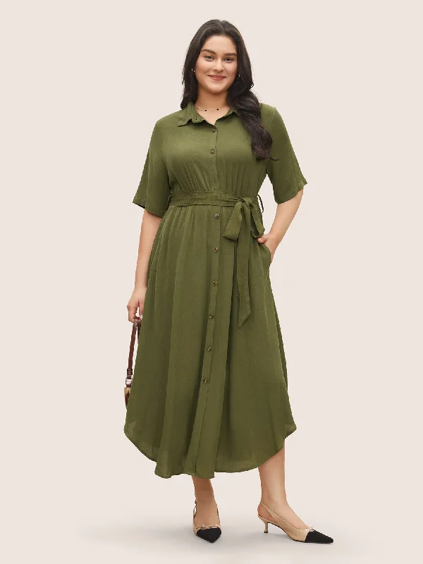 Fashionable women’s clothing that makes you shine Solid Button Pocket Shirt Collar Belted Maxi Dress Fashionable women’s clothing that makes you shine Solid Button Pocket Shirt Collar Belted Maxi Dress