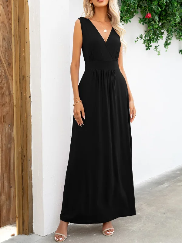 Dress to impress with elegant women’s wear   Surplice Neck Sleeveless Maxi Dress