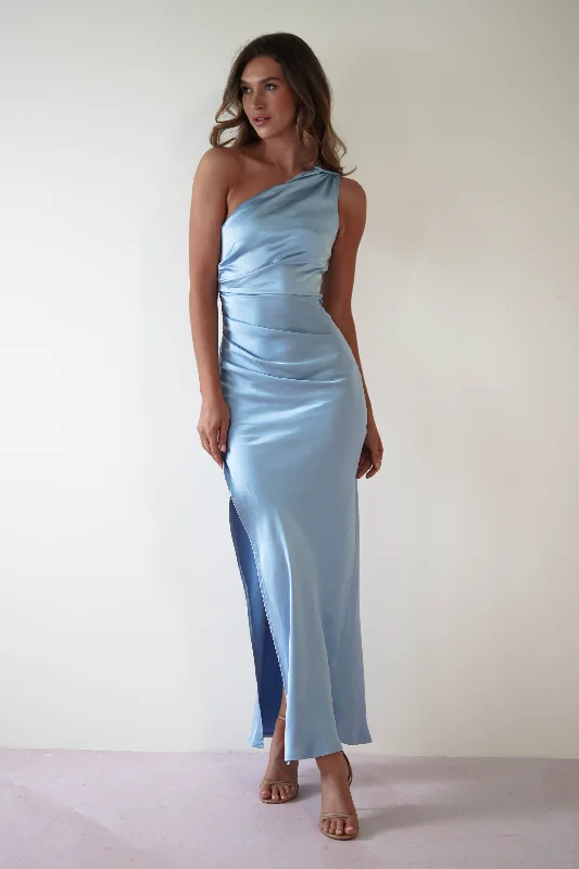 Curated collections of sophisticated women’s wear Thessy Soft Satin Maxi Dress | Blue Curated collections of sophisticated women’s wear Thessy Soft Satin Maxi Dress | Blue
