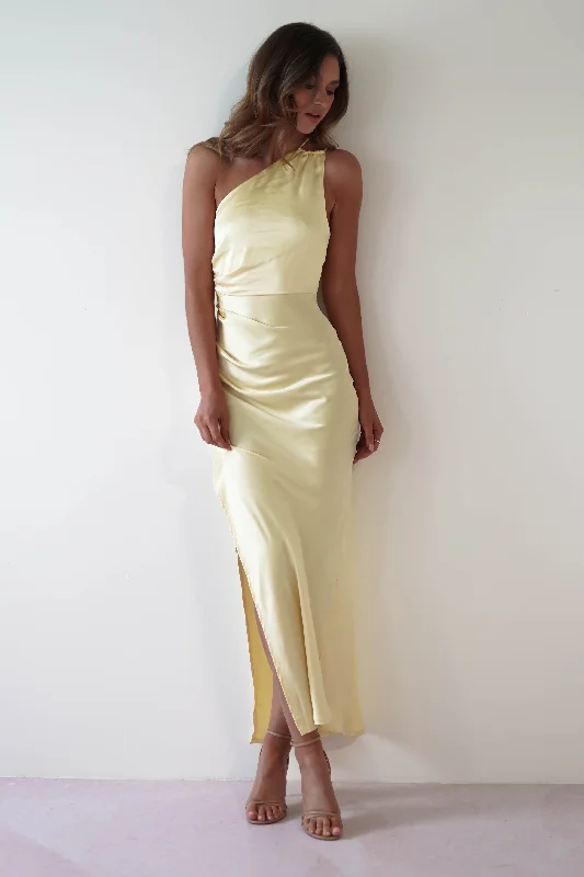 Clothing that’s as bold as you are   Thessy Soft Satin Maxi Dress | Yellow