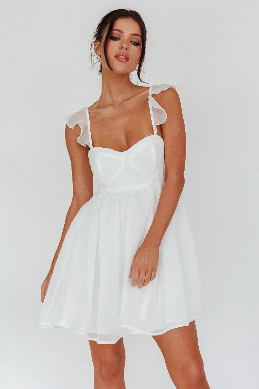 Confidence-boosting clothing for women   Zalia Ruffle Strap Babydoll Dress White