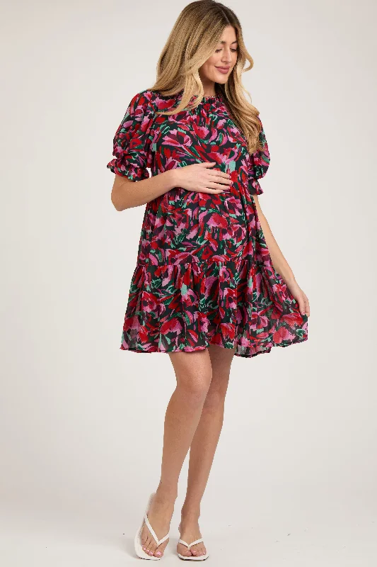 The ultimate guide to stylish women’s fashion Black Abstract Floral Print Tiered Maternity Dress The ultimate guide to stylish women’s fashion Black Abstract Floral Print Tiered Maternity Dress
