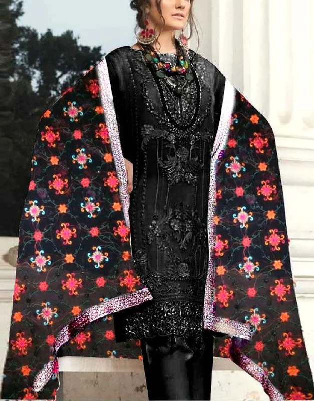 Effortlessly stylish outfits for the modern woman   Embroidered Black Chiffon Dress with Phulkari Embroidered Dupatta (DZ13644)
