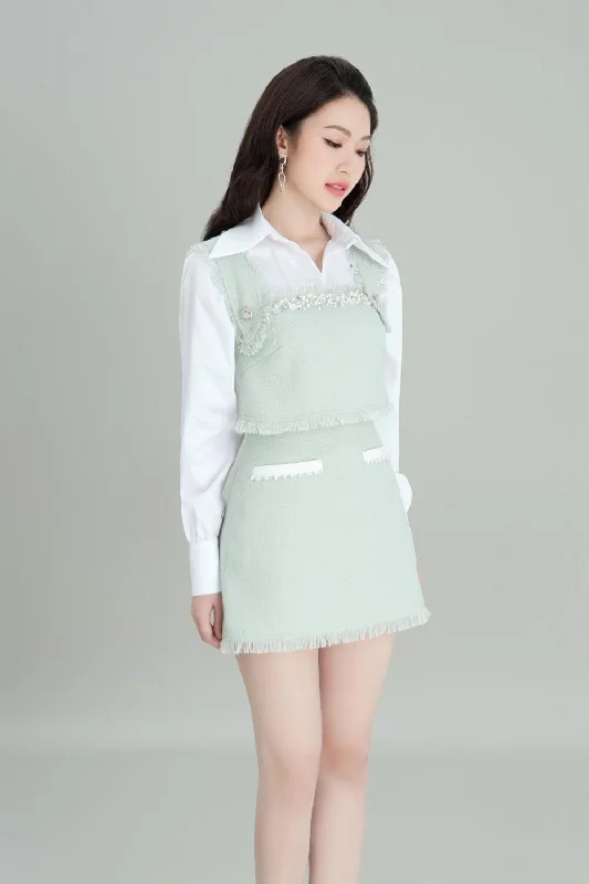 Fashionable women’s clothing that makes you shine   Chie A-line Strappy Tweed Mini Dress