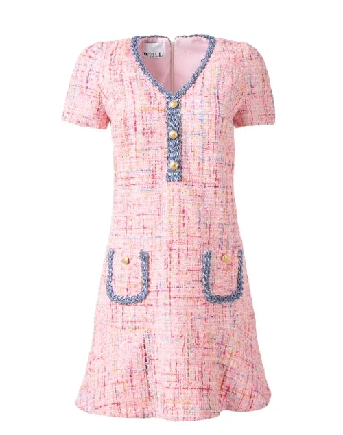 Chic and comfortable clothing for busy women   Cindya Pink Tweed Dress