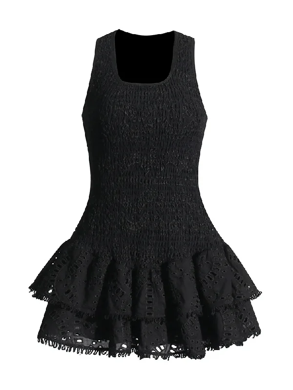 Women’s clothing that combines comfort and style   Cora Round Neck Print Mini Dress - Black