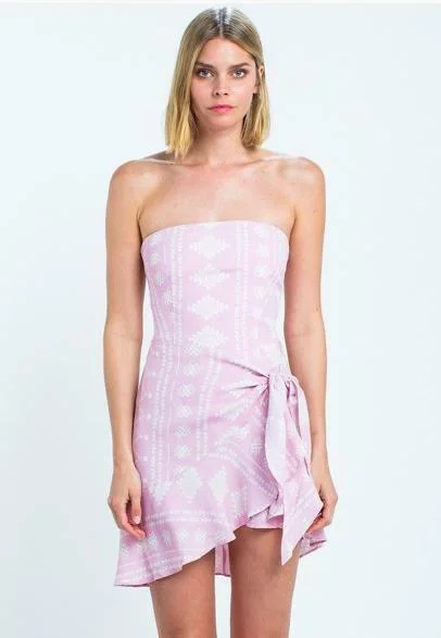 Fashionable clothing to fit every body type   Demi Pink Prism Print Strapless Mini Dress