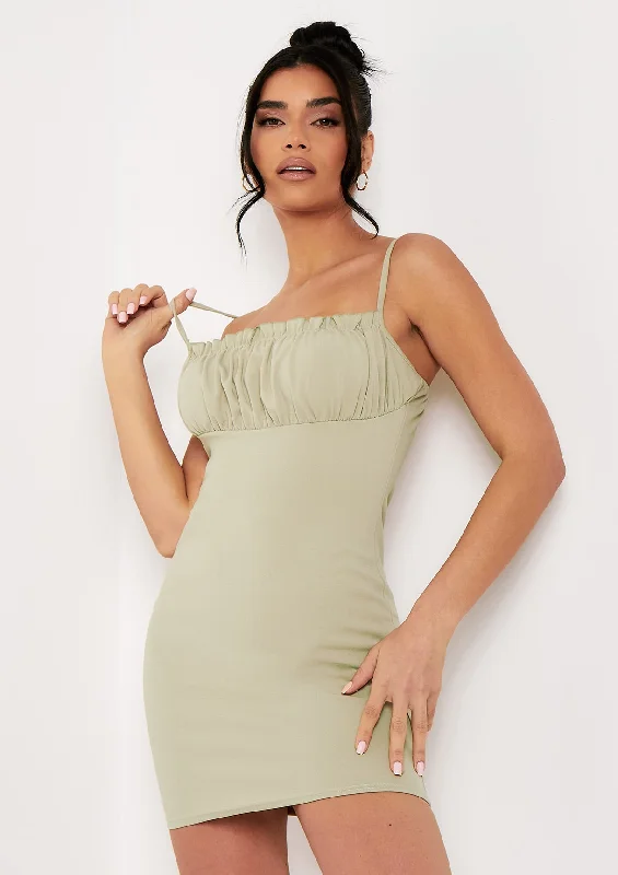 Dress up or down with these versatile pieces   Elsie Sage Ruched Front Strap Mini Dress