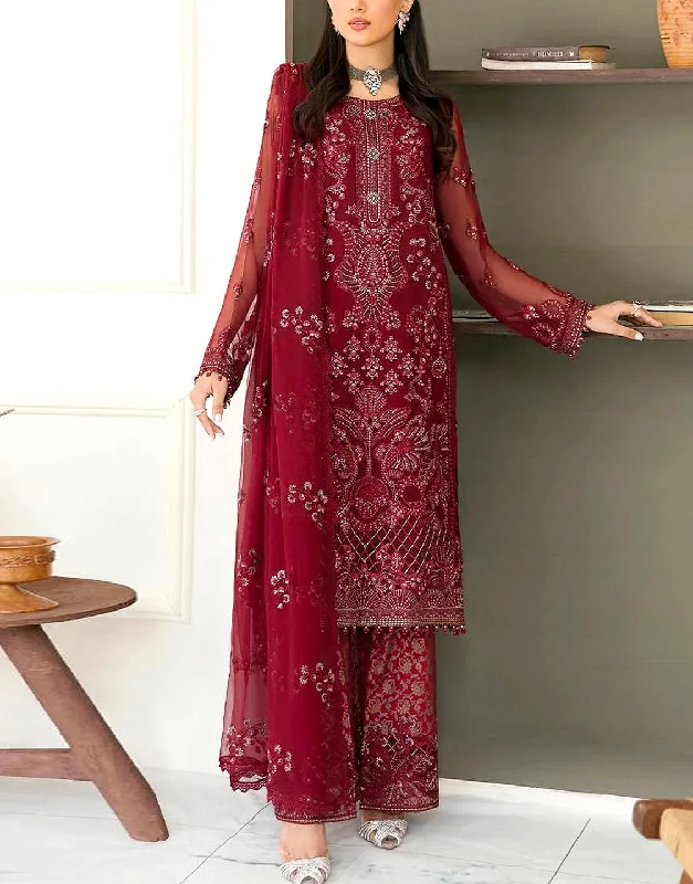 Trendy women’s clothing    Heavy Embroidered Fancy Chiffon Party Wear Dress 2024 (DZ16711)