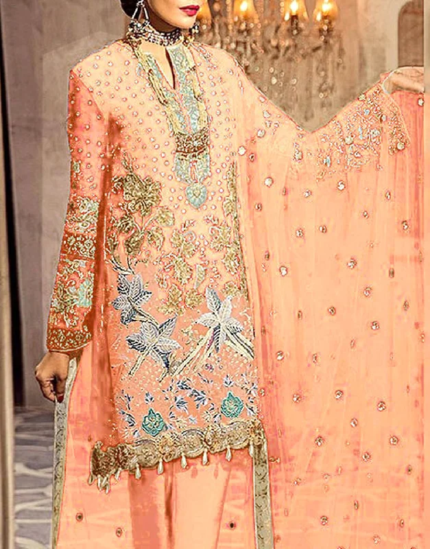 Versatile outfits to transition from day to night   Handwork Embroidered Chiffon Party Wear Dress (DZ14969)