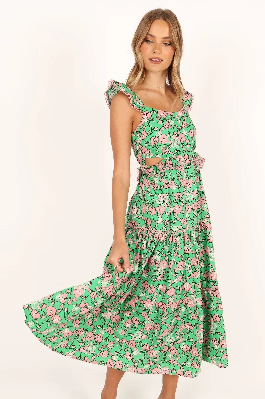 Timeless women’s fashion for any occasion   Gia Midi Dress - Green Pink