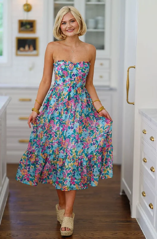 Effortlessly chic outfits for the modern woman   Heart is Full Midi Dress - Blue, Purple and Green