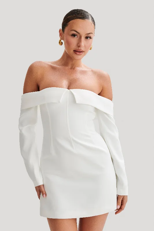 Women’s fashion that reflects your personality   Hugo Suiting Off Shoulder Mini Dress - Ivory