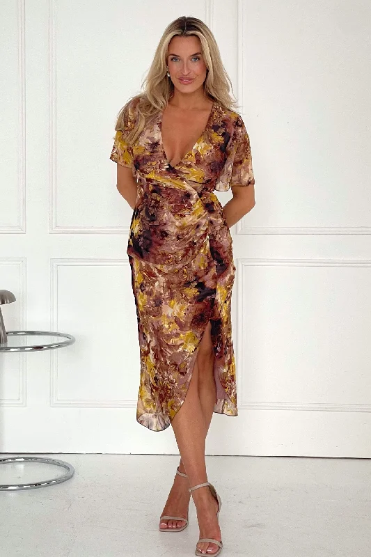 Fashionable women’s clothing that makes you shine   Isla Multi Yellow Floral Midi Dress