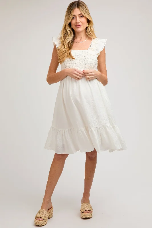 Refresh your wardrobe with high-quality women’s fashion Ivory Crochet Knit Maternity Knee Length Dress Refresh your wardrobe with high-quality women’s fashion Ivory Crochet Knit Maternity Knee Length Dress