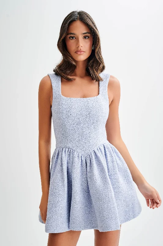 Fashionable women’s clothing that makes you shine Jennifer Boucle Mini Dress - Sky Blue Fashionable women’s clothing that makes you shine Jennifer Boucle Mini Dress - Sky Blue