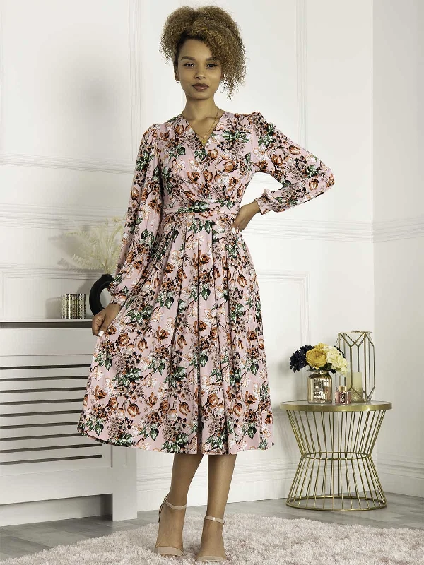 Elevate your look with premium women’s wear Jolie Moi Libby Long Sleeved Jersey Dress, Pink Floral Elevate your look with premium women’s wear Jolie Moi Libby Long Sleeved Jersey Dress, Pink Floral
