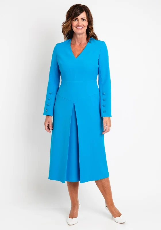 Casual outfits that elevate your style   Kameya Button Flare Sleeve Midi Dress, Blue