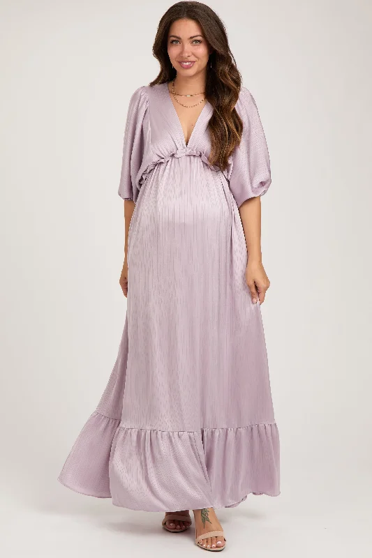 Latest fashion trends for modern women Lavender Striped Ruffle Accent Maternity Maxi Dress Latest fashion trends for modern women Lavender Striped Ruffle Accent Maternity Maxi Dress