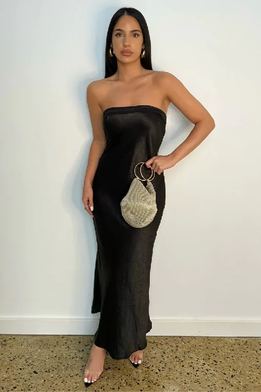 The ultimate guide to stylish women’s fashion   Leila Strapless Satin Slip Midi Dress