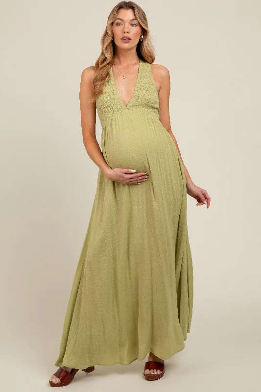 Premium quality women’s clothing at affordable prices Lime Deep V-Neck Cross Back Maternity Maxi Dress Premium quality women’s clothing at affordable prices Lime Deep V-Neck Cross Back Maternity Maxi Dress