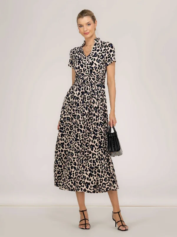 Affordable stylish women’s fashion collection Mabrouka Stand Neck Dress, Pink Animal Affordable stylish women’s fashion collection Mabrouka Stand Neck Dress, Pink Animal