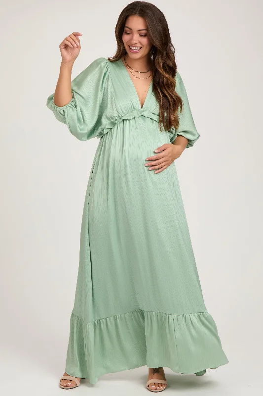 Fashion pieces that complement every woman’s style Mint Striped Ruffle Accent Maternity Maxi Dress Fashion pieces that complement every woman’s style Mint Striped Ruffle Accent Maternity Maxi Dress