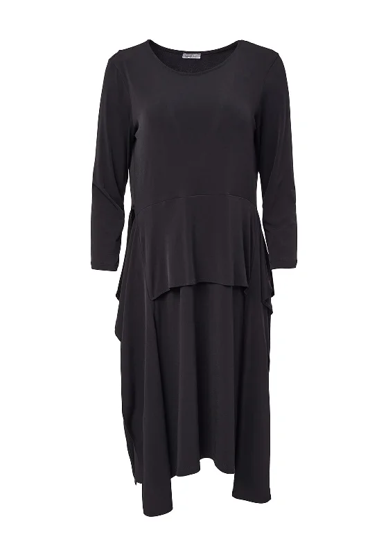 Stylish women’s clothing designed for comfort   Naya Peplum Jersey Midi Dress, Black