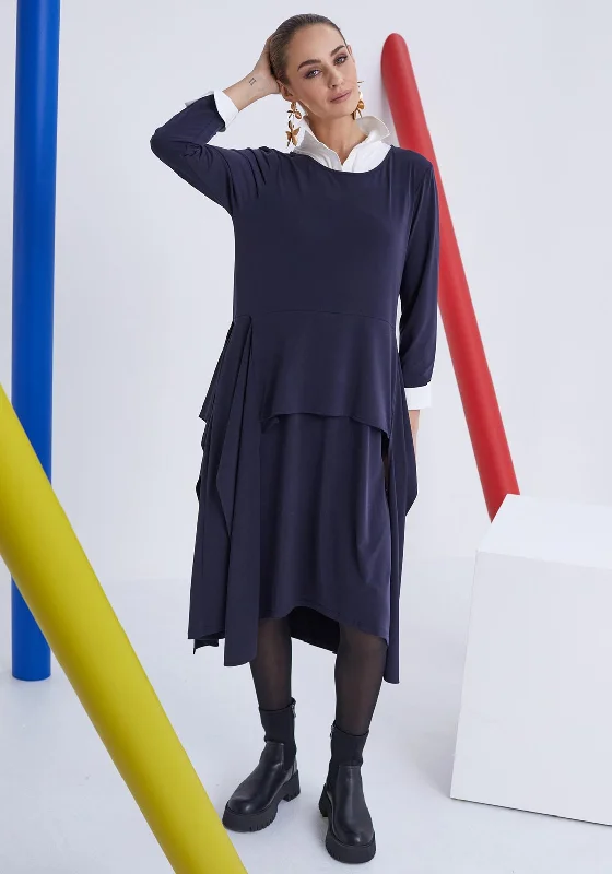 Versatile fashion for every type of woman   Naya Peplum Jersey Midi Dress, Navy