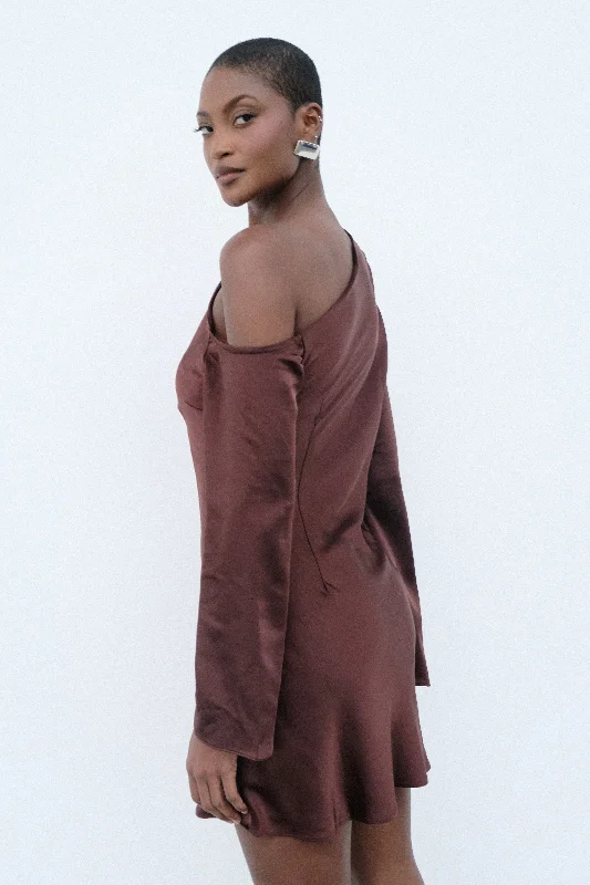Statement pieces for the confident woman Nikita Long Sleeve Mini Dress - Dark Chocolate Statement pieces for the confident woman Nikita Long Sleeve Mini Dress - Dark Chocolate