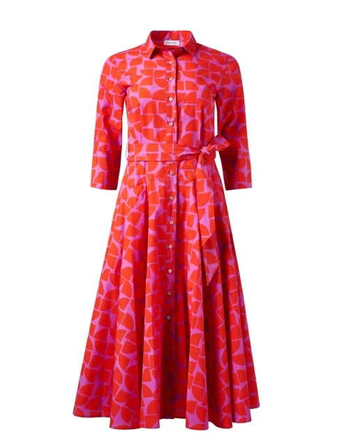 Essential women’s clothing for every season   Red and Pink Geometric Printed Dress